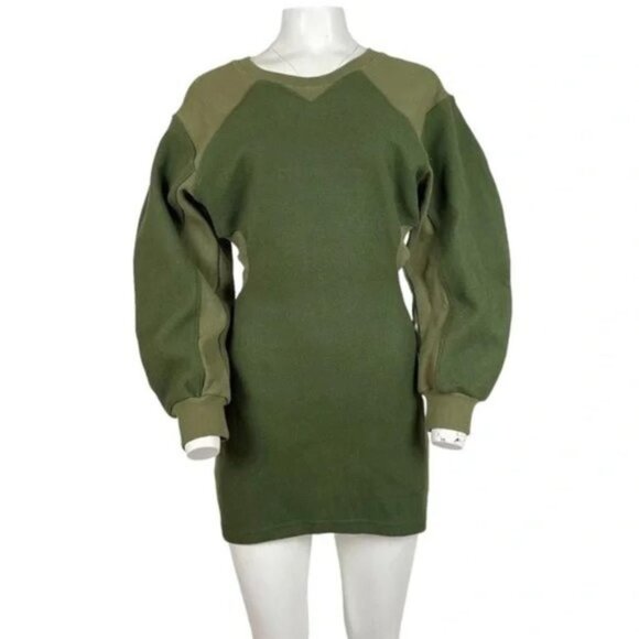 Cutout Sweatshirt Dress Olive Green - Picture 1 of 3